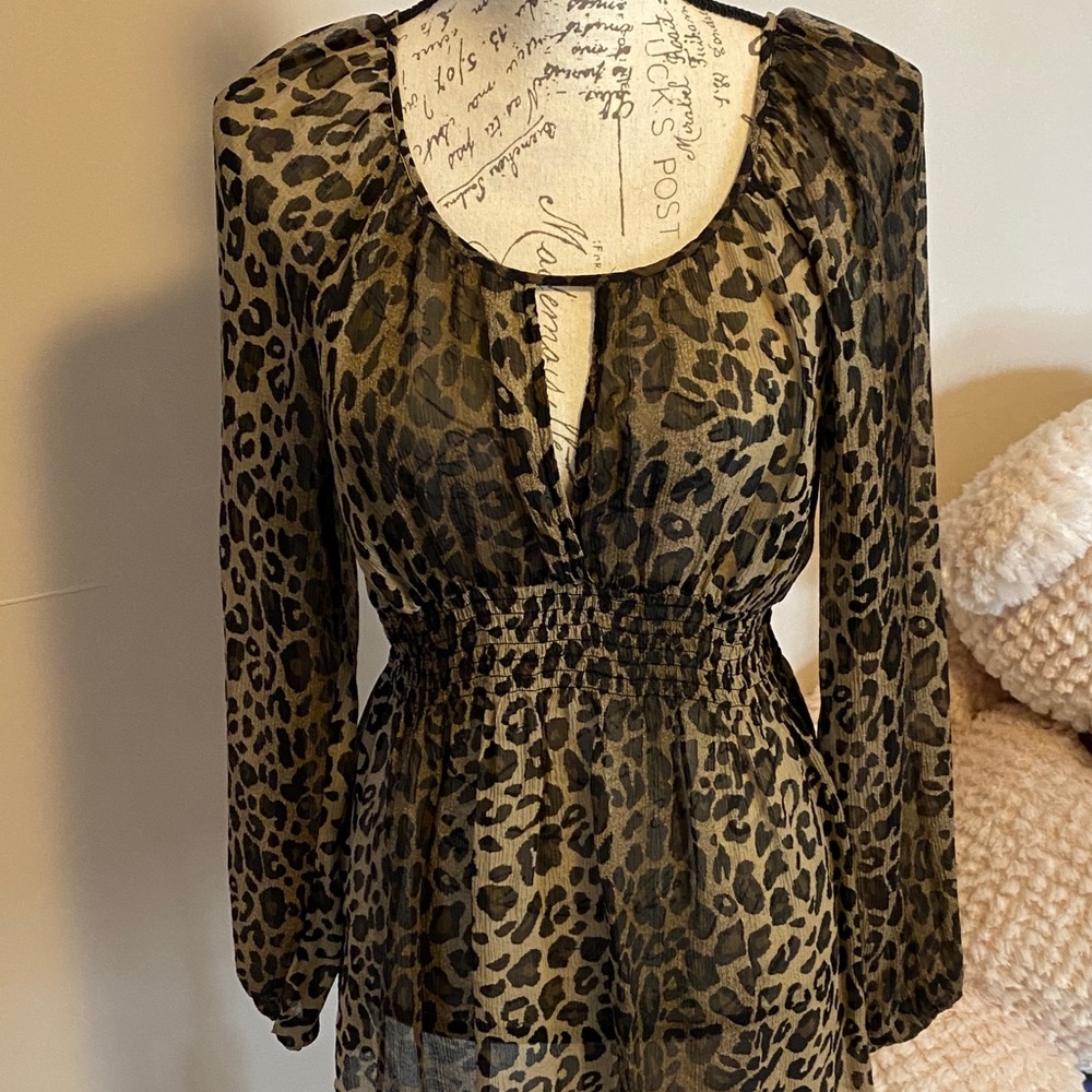 Beautiful animal print sheer blouse!!
